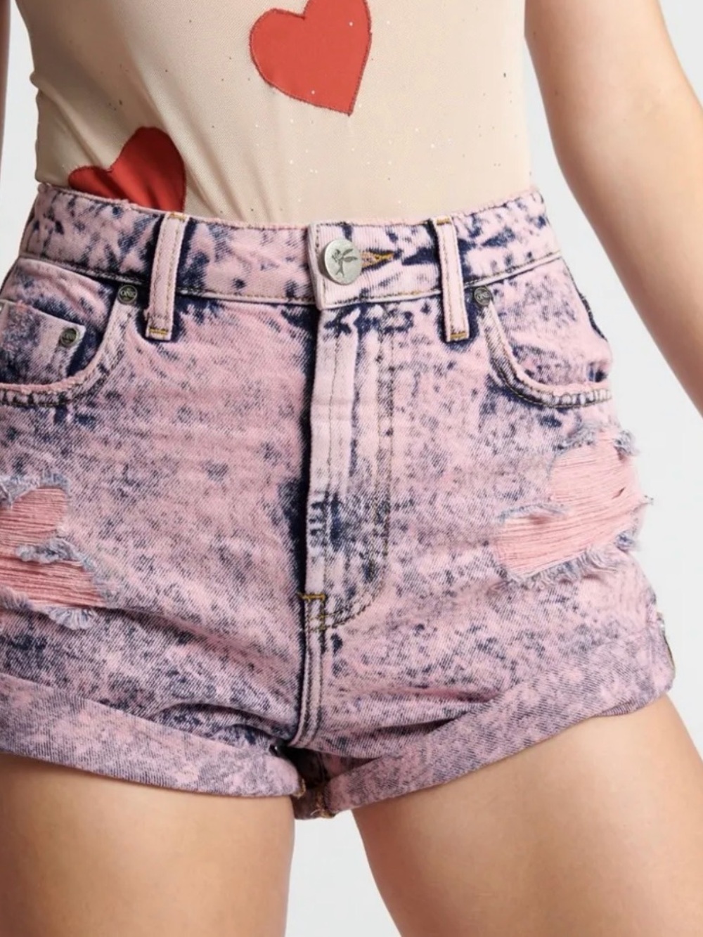 One Teaspoon Pink Pistol Bandits High Waist Denim Short Size 25